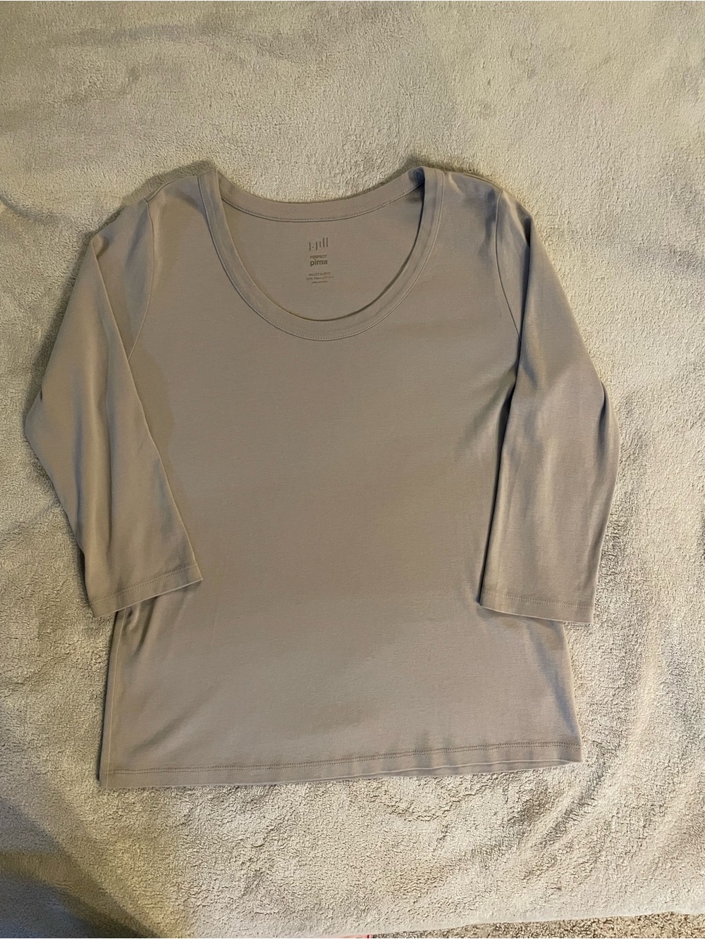 Women's J.Jill Scoop Neck 3/4 Sleeve Top Tan Size Large